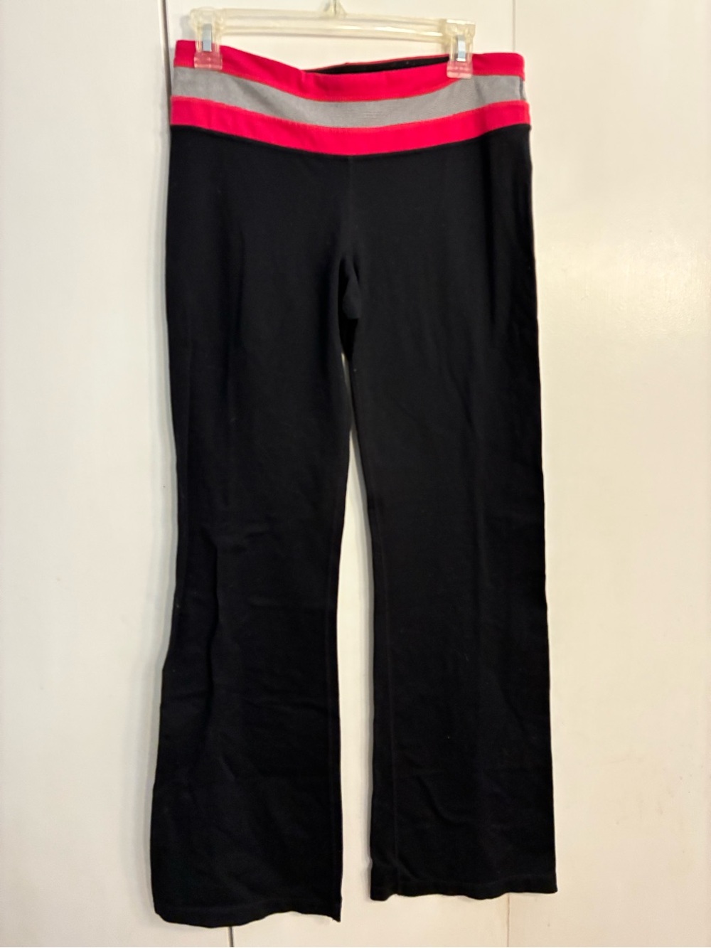 Unbranded Black Flare Yoga Pants/Leggings Pink Waistband Activewear Stretch M